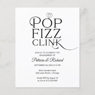 Papier Invitation de la partie d'engagement de la Pop Fiz