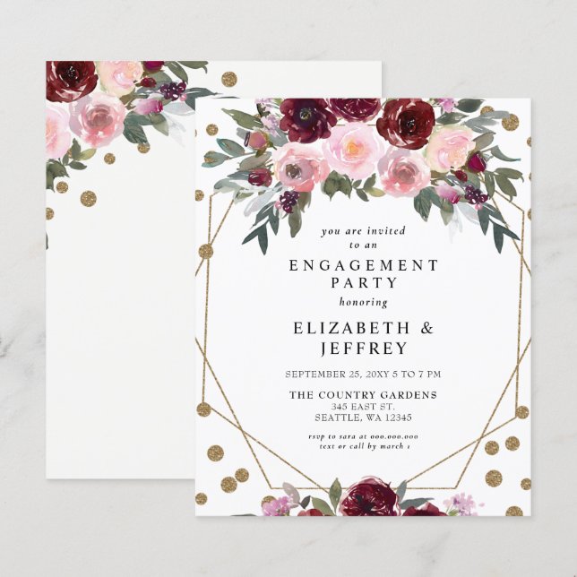 Papier Invitation de la partie d'engagement d'or de Bourg (Devant / Derrière)