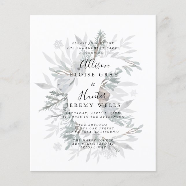 Papier Invitation de la partie d'engagement Floral Moon (Devant)