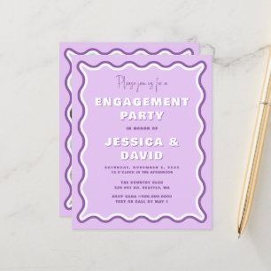 Papier Invitation de la partie d'engagement photo violet 