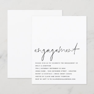 Papier Invitation de la partie Engagement noir blanc du s