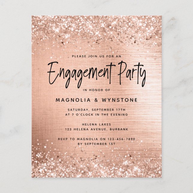 Papier Invitation de la Parties scintillant d'engagement  (Devant)