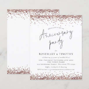Papier Invitation de la Parties scintillant d'or Rose du 