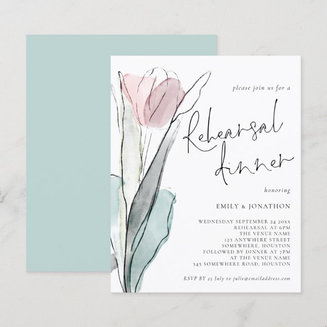 Papier Invitation de la répétition d'aquarelle budgétaire (Devant / Derrière)