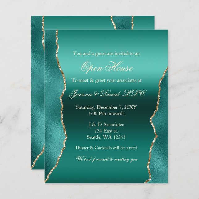 Papier Invitation de la société Gold Turquoise Budget (Devant / Derrière)