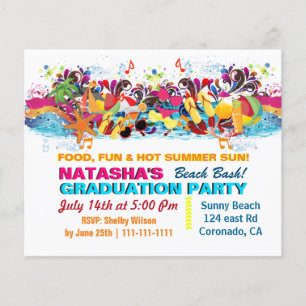 Papier Invitation de la soirée de graduation Budget Beach