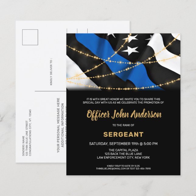 Papier Invitation de l'application de la loi de la promot (Devant / Derrière)
