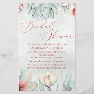 Papier Invitation de l'Fête des mariées Boho Succulent de