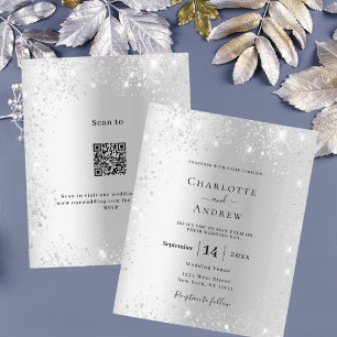 Papier Invitation de mariage à budget avec QR code RSVP e