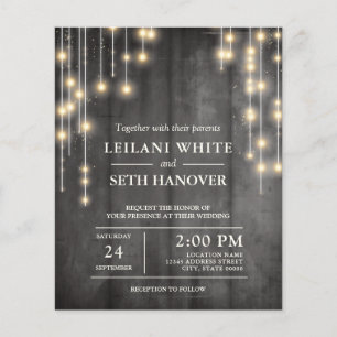 Papier Invitation de mariage à cordes noires rustiques Bu
