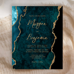 Papier Invitation de mariage à l'écriture cursive en agat