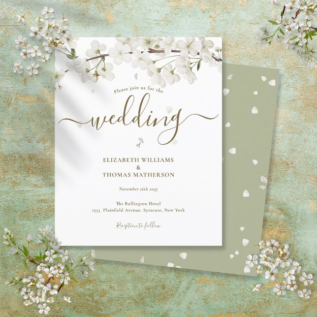 Papier Invitation de mariage à petit budget White Blossom (Créateur téléchargé)
