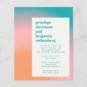 Papier Invitation de mariage Abstrait rose Turquoise dégr