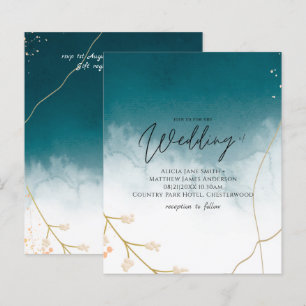 Papier Invitation de mariage Abstrait Turquoise or BUDGET