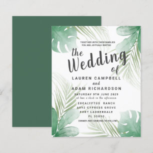 Papier Invitation de mariage aquarelle tropicale pas chèr