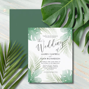 Papier Invitation de mariage aquarelle tropicale pas chèr