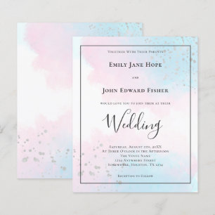 Papier Invitation de mariage argenté rose Turquoise Budge