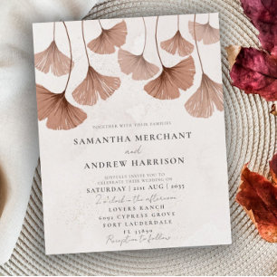 Papier Invitation de mariage au ginkgo en terre cuite bon