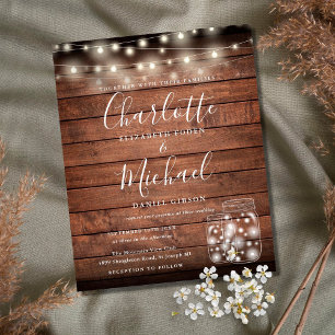 Papier Invitation de mariage avec bocaux en bois rustique