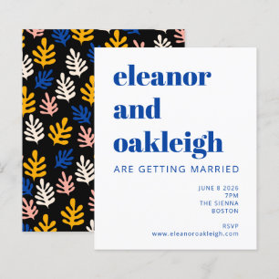 Papier Invitation de mariage bleu noir botanique Matisse 