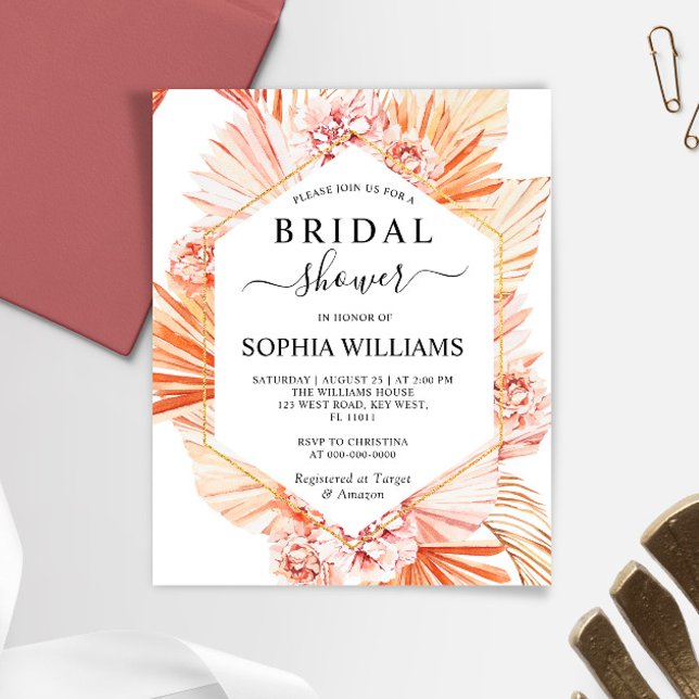Papier Invitation de mariage bohème pas chère avec fleurs (Créateur téléchargé)