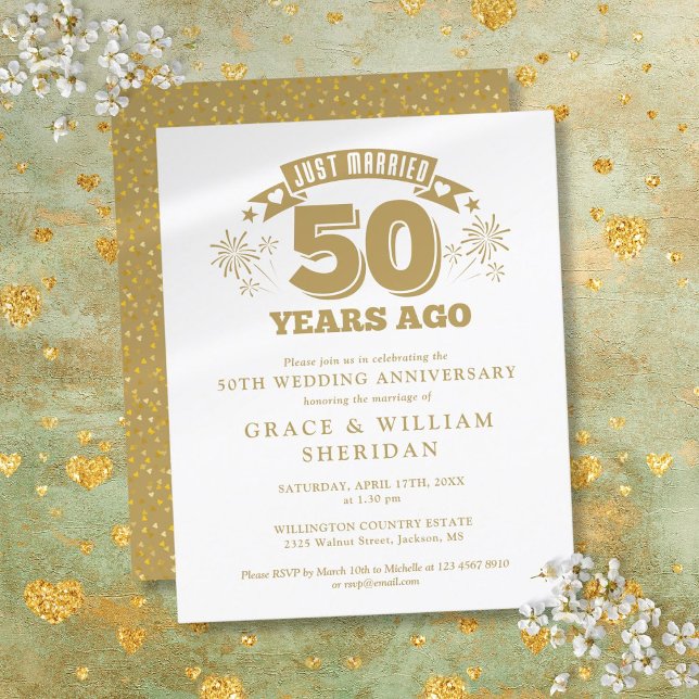 Papier Invitation de Mariage Budget 50e Anniversaire de M (Budget Just Married 50th Anniversary Invitation)