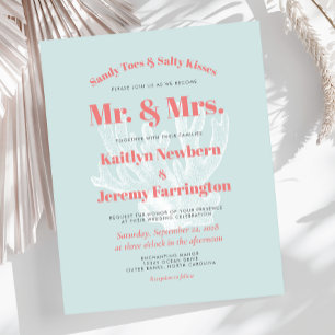 Papier Invitation de mariage Budget Aqua Coral Beach