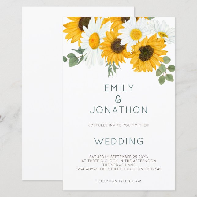 Papier Invitation de mariage budget bohème rustique tourn (Devant / Derrière)