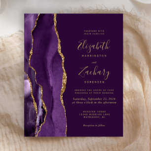 Papier Invitation de mariage Budget Deep Purple Gold Agat