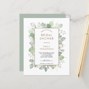 Papier Invitation de mariage Budget Foliage Sage Or