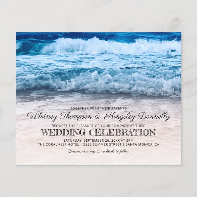 Papier Invitation de mariage budget sur le front de mer (Devant)
