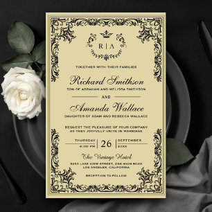 Papier Invitation de mariage budgétaire ornée de parchemi