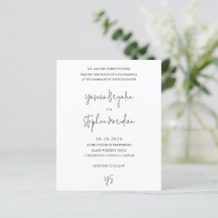 Papier Invitation de mariage chic noir et blanc à petit b
