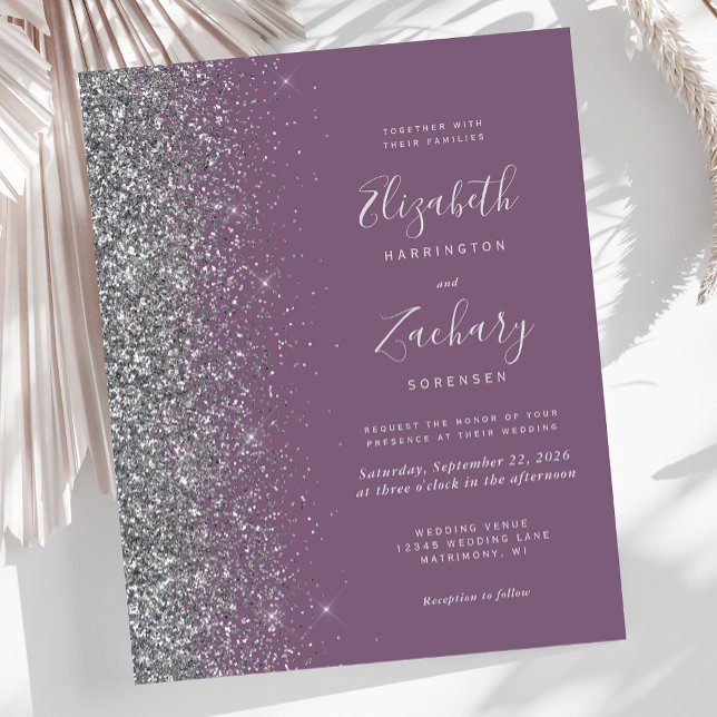Papier Invitation de mariage de Parties scintillant argen (Créateur téléchargé)