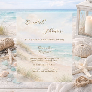 Papier Invitation de mariage de plage à l'aquarelle pour