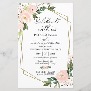 Papier Invitation de mariage décontractée avec budget flo