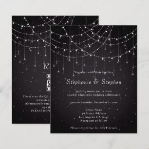 Papier Invitation de mariage du code QR de la chaîne noir