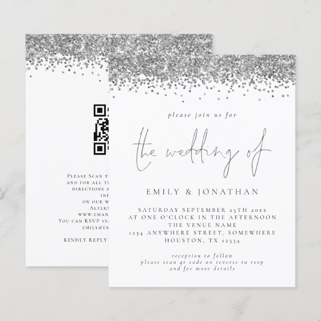 Papier Invitation de mariage du code QR de la Parties sci (Devant / Derrière)