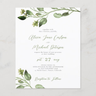 Papier Invitation de mariage élégante avec verdure sur bu