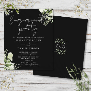 Papier Invitation de mariage élégante Budget Fleurs Noir 