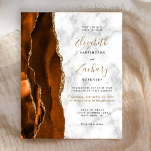 Papier Invitation de mariage élégante en marbre d'agate o