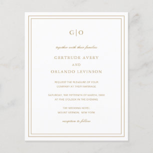 Papier Invitation de mariage élégante et économique en or