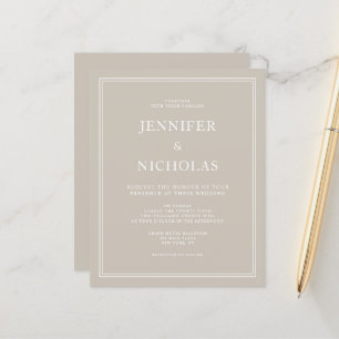 Papier Invitation de mariage élégante et formelle couleur