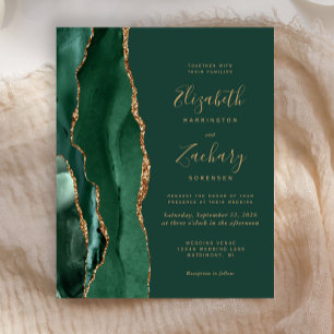 Papier Invitation de mariage en agate vert émeraude à bud