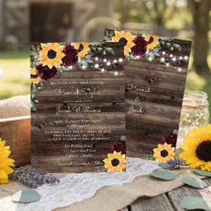 Papier Invitation de mariage en bois de tournesol budgéta