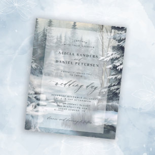 Papier Invitation de mariage en forêt de montagne d'hiver
