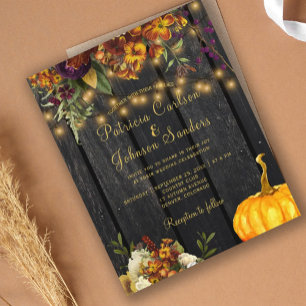 PAPIER INVITATION DE MARIAGE FLEURIE D'AUTOMNE EN BOIS DE
