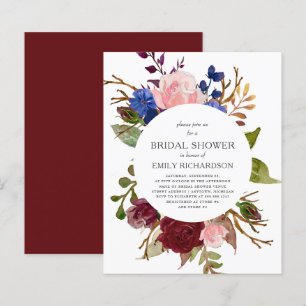 Papier Invitation de mariage floral Marsala Budget