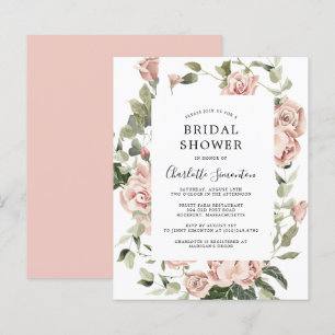Papier Invitation de mariage floral rose pastel Budget