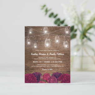 Papier Invitation de mariage floral rustique en bocal Mas